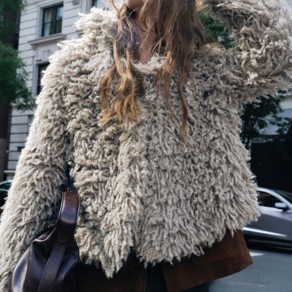 NWT ZARA FAUX FUR KNIT JACKET S, M, L - Picture 4 of 8